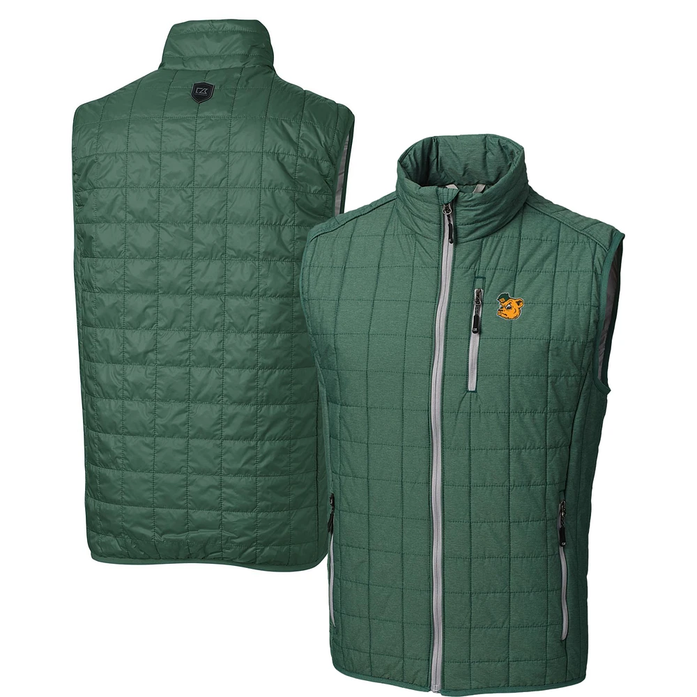 Cutter & Buck Heather Green Baylor Bears Primary Team Logo Rainier PrimaLoft Eco Insulated Full-Zip Puffer Vest