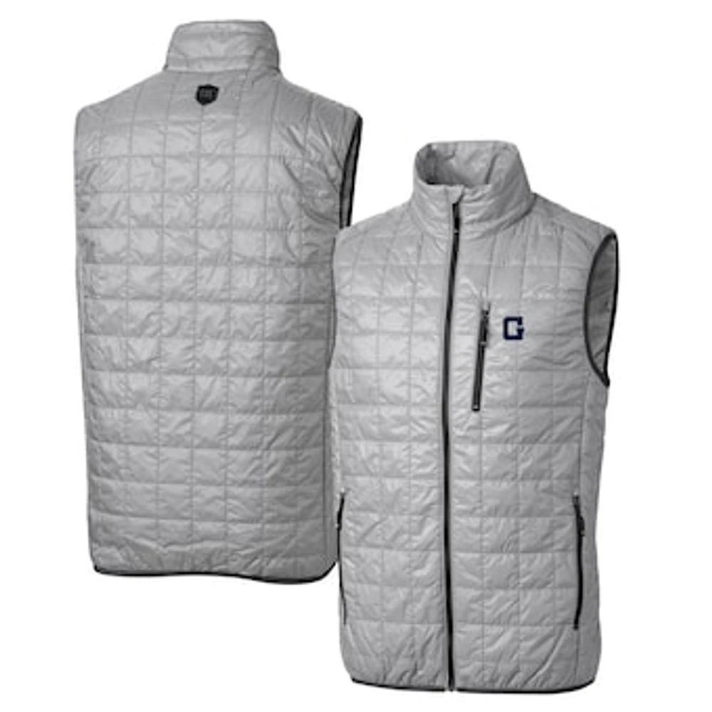 Cutter & Buck Gray Georgetown Hoyas Primary Team Logo Rainier PrimaLoft Eco Insulated Full-Zip Puffer Vest