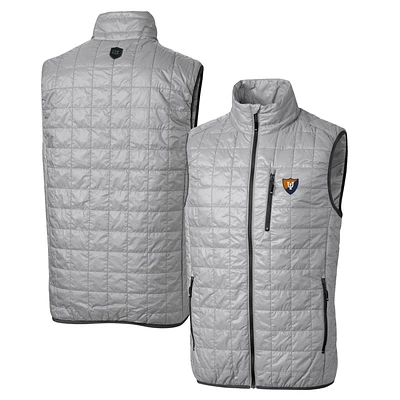 Cutter & Buck Gray Illinois Fighting Illini Primary Team Logo Rainier PrimaLoft Eco Insulated Full-Zip Puffer Vest