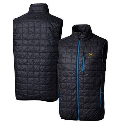 Cutter & Buck Navy Michigan Wolverines Primary Team Logo Rainier PrimaLoft Eco Insulated Full-Zip Puffer Vest
