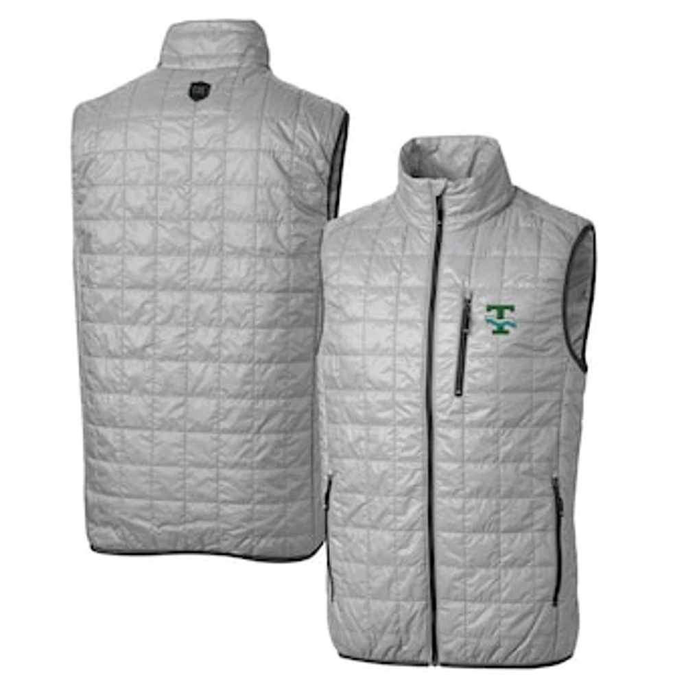 Cutter & Buck Gray Tulane Green Wave Primary Team Logo Rainier PrimaLoft Eco Insulated Full-Zip Puffer Vest