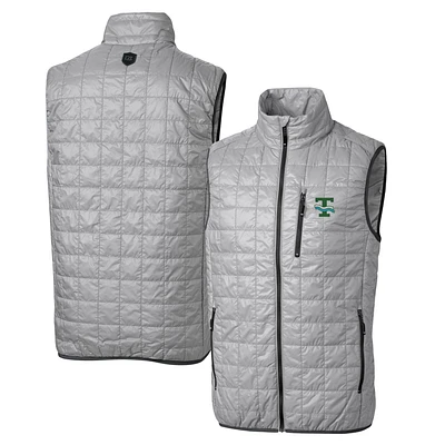 Cutter & Buck Gray Tulane Green Wave Primary Team Logo Rainier PrimaLoft Eco Insulated Full-Zip Puffer Vest