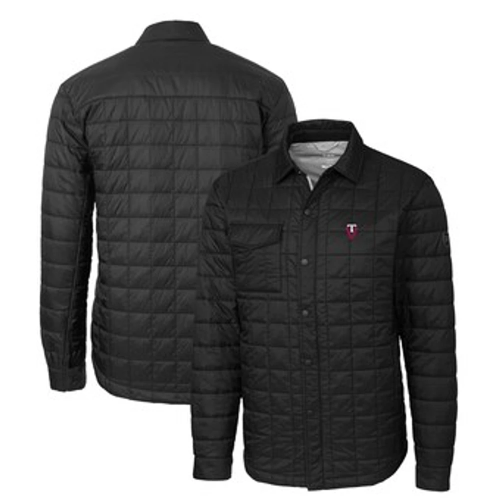 Men's Cutter & Buck Black Virginia Tech Hokies Rainier PrimaLoft Eco Insulated Quilted Button-Up Shacket