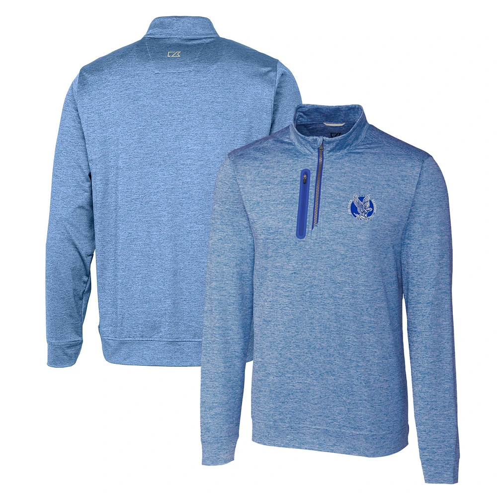 Men's Cutter & Buck Royal Air Force Falcons Heathered Vault Stealth Quarter-Zip Pullover Top