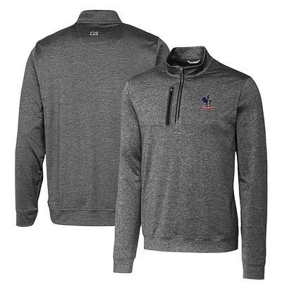 Men's Cutter & Buck Steel Delaware Fightin' Blue Hens Heathered Vault Stealth Quarter-Zip Pullover Top