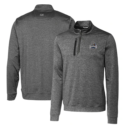 Men's Cutter & Buck Steel Utah State Aggies Heathered Vault Stealth Quarter-Zip Pullover Top