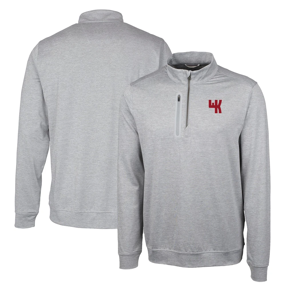 Men's Cutter & Buck Gray Western Kentucky Hilltoppers Heathered Vault Stealth Quarter-Zip Pullover Top