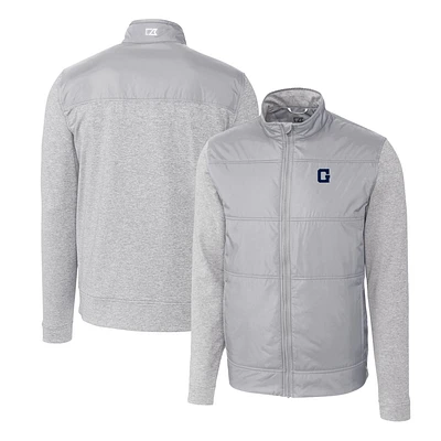 Men's Cutter & Buck Gray Georgetown Hoyas Vault Stealth Hybrid Quilted Full-Zip Windbreaker Jacket