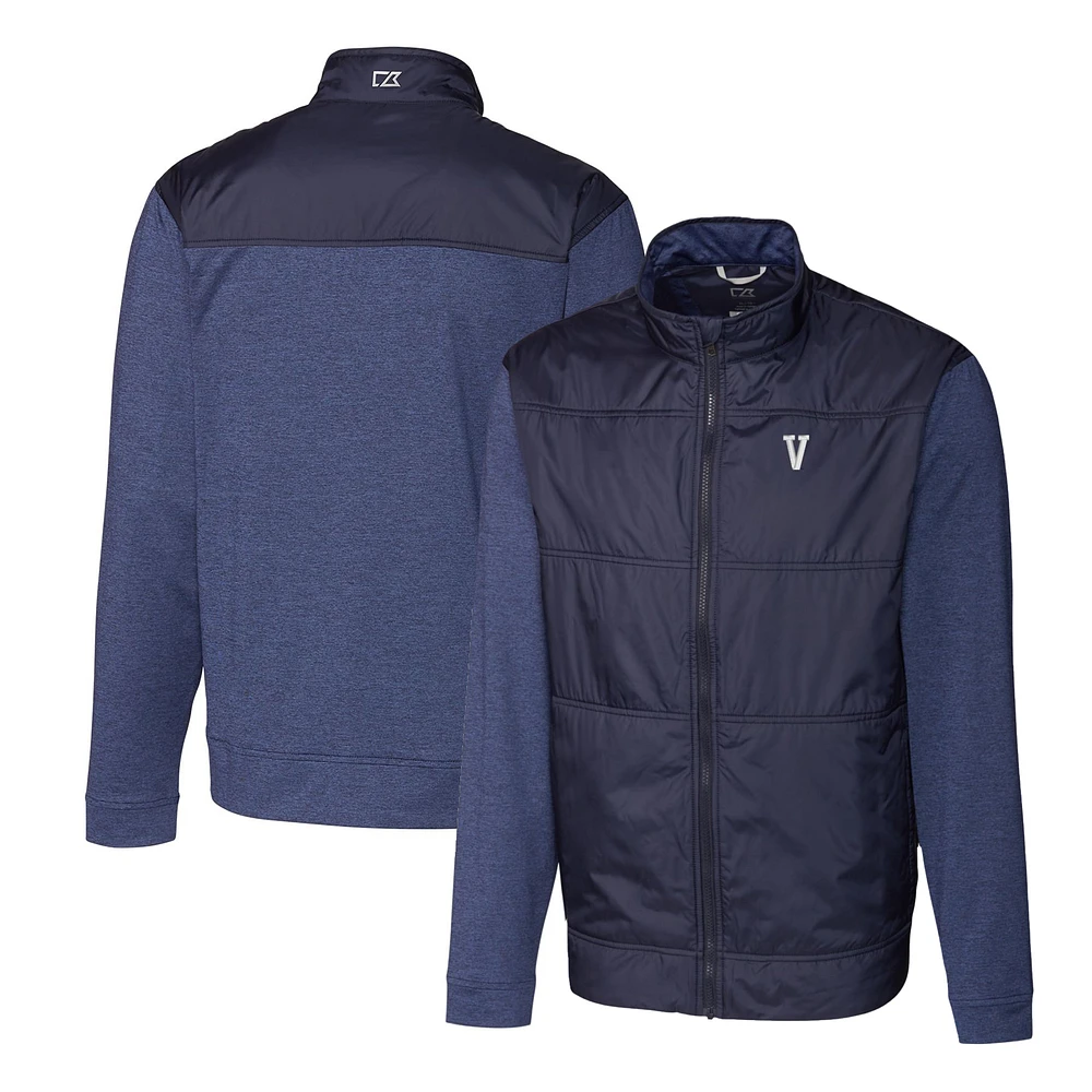 Men's Cutter & Buck Navy Villanova Wildcats Vault Stealth Hybrid Quilted Full-Zip Windbreaker Jacket