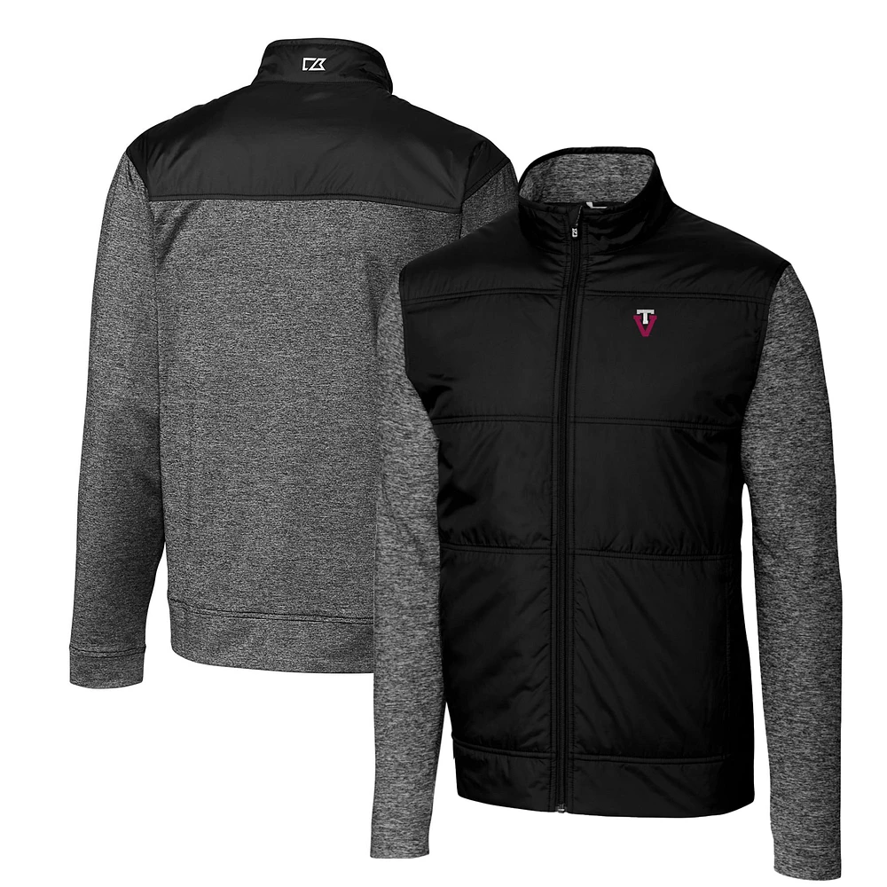 Men's Cutter & Buck Black Virginia Tech Hokies Vault Stealth Hybrid Quilted Full-Zip Windbreaker Jacket