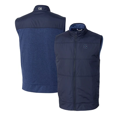 Men's Cutter & Buck Navy Georgetown Hoyas Vault Stealth Hybrid Quilted Full-Zip Windbreaker Vest