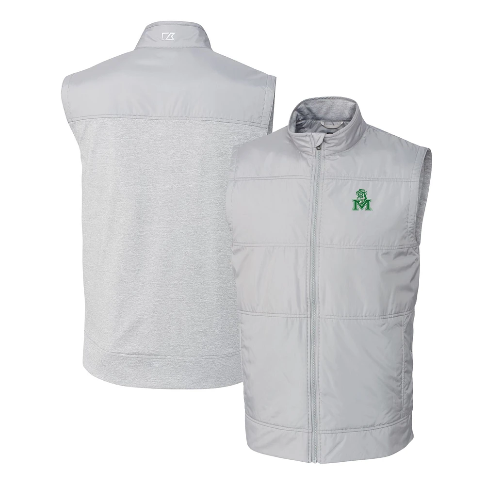 Men's Cutter & Buck Marshall Thundering Herd Vault Stealth Hybrid Quilted Full-Zip Windbreaker Vest