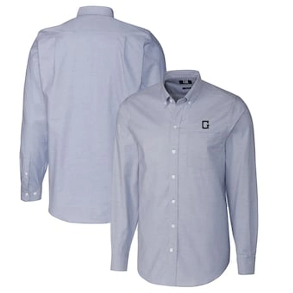 Men's Cutter & Buck Light Blue Georgetown Hoyas Vault Stretch Oxford Long Sleeve Button-Down Shirt
