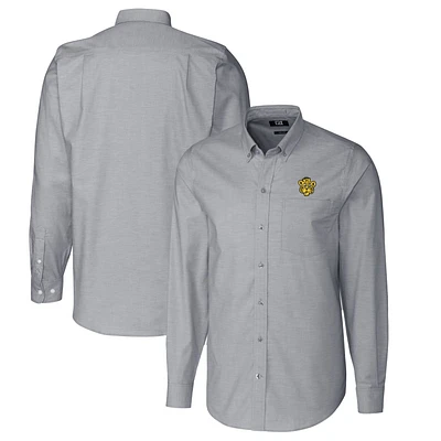 Men's Cutter & Buck Charcoal Missouri Tigers Vault Stretch Oxford Long Sleeve Button-Down Shirt