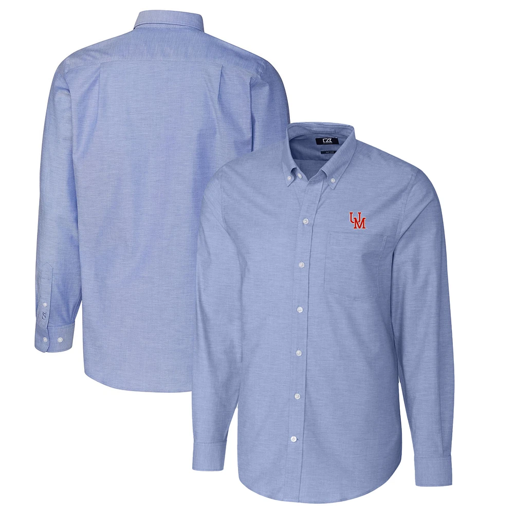 Men's Cutter & Buck Powder Blue Ole Miss Rebels Vault Stretch Oxford Long Sleeve Button-Down Shirt