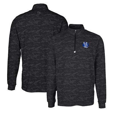 Men's Cutter & Buck Black Air Force Falcons Vault Traverse Camo Print Stretch Quarter-Zip Pullover Top