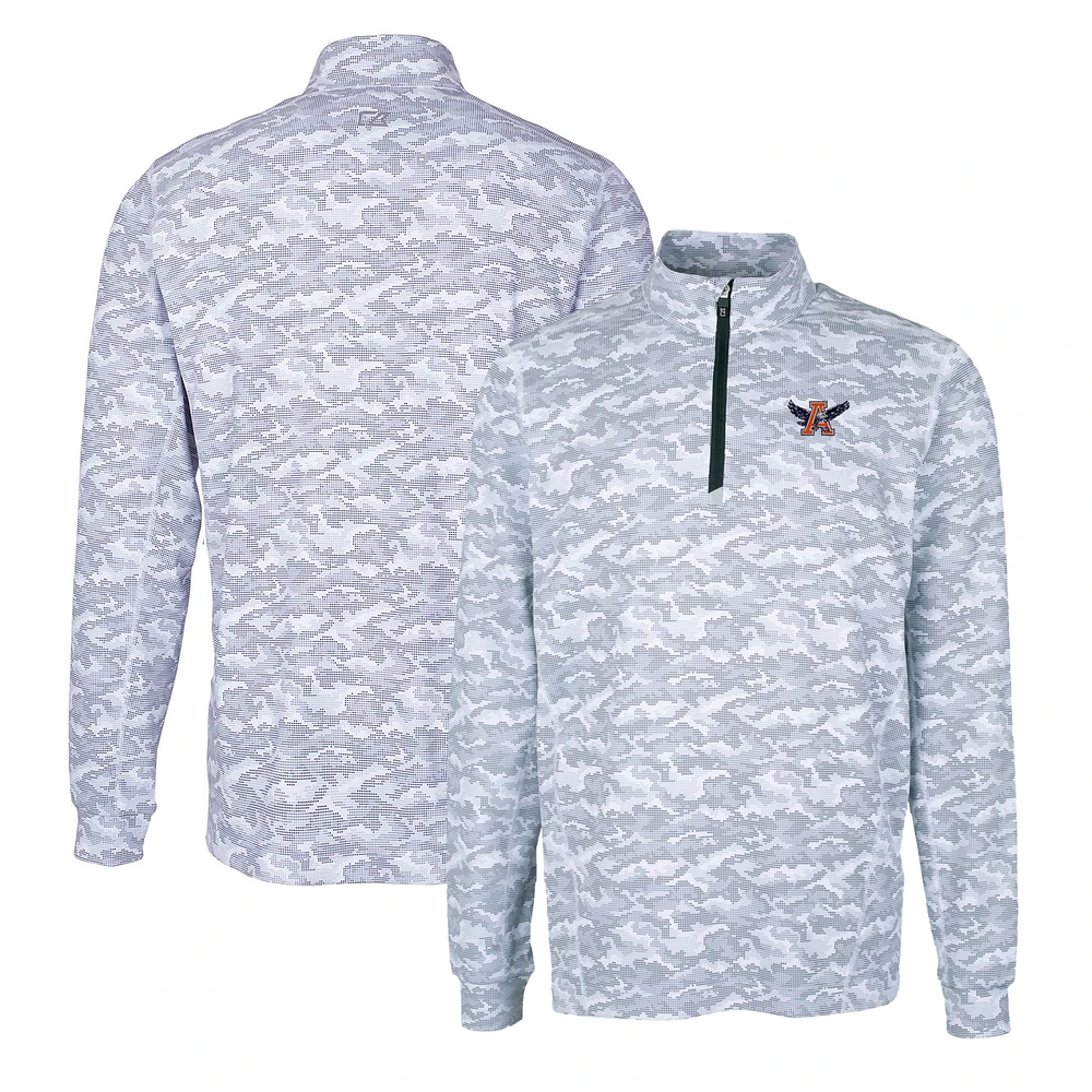 Men's Cutter & Buck Charcoal Auburn Tigers Vault Traverse Camo Print Stretch Quarter-Zip Pullover Top