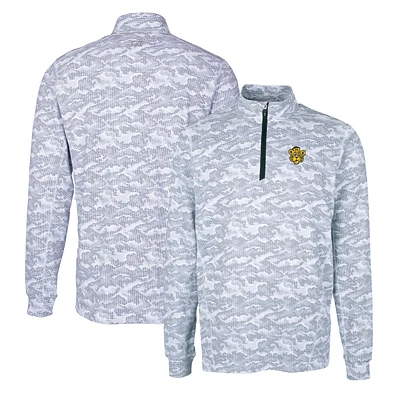 Men's Cutter & Buck Charcoal Missouri Tigers Vault Traverse Camo Print Stretch Quarter-Zip Pullover Top