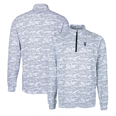 Men's Cutter & Buck Charcoal Villanova Wildcats Vault Traverse Camo Print Stretch Quarter-Zip Pullover Top