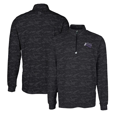 Men's Cutter & Buck Black Stephen F Austin Lumberjacks Vault Traverse Camo Print Stretch Quarter-Zip Pullover Top