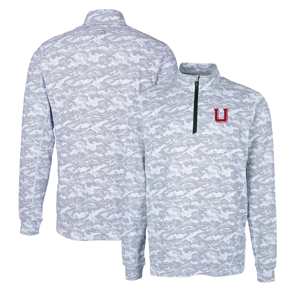 Men's Cutter & Buck Charcoal Utah Utes Vault Traverse Camo Print Stretch Quarter-Zip Pullover Top