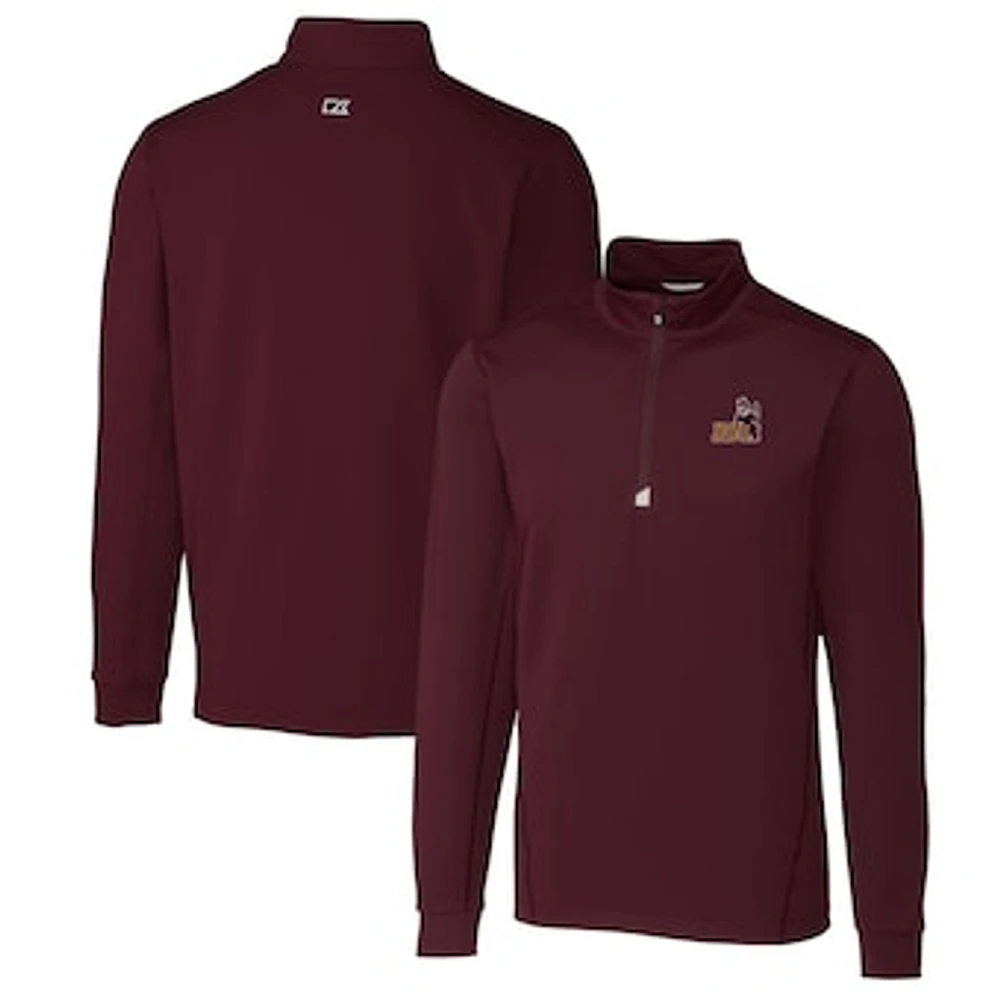 Men's Cutter & Buck Maroon Arizona State Sun Devils Traverse Stretch Quarter Zip-Pullover Top