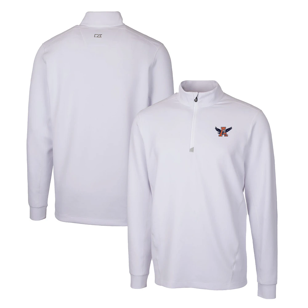 Men's Cutter & Buck White Auburn Tigers Traverse Stretch Quarter Zip-Pullover Top