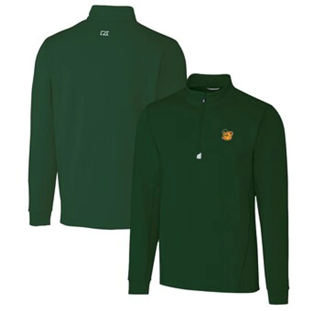Men's Cutter & Buck Green Baylor Bears Traverse Stretch Quarter Zip-Pullover Top