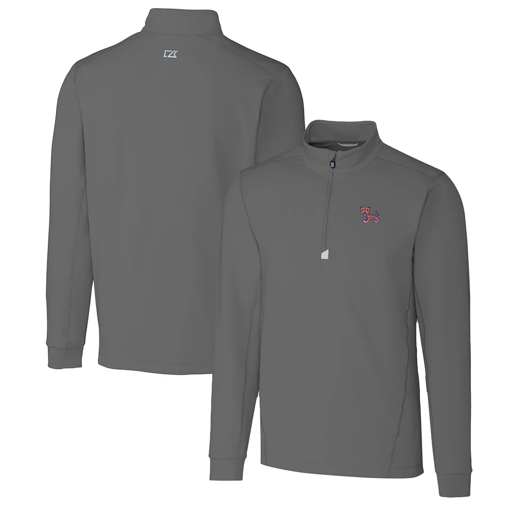 Men's Cutter & Buck Steel Clemson Tigers Traverse Stretch Quarter Zip-Pullover Top