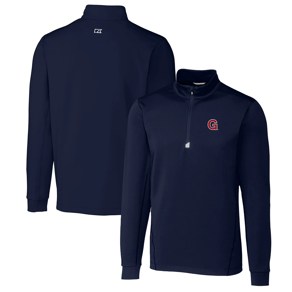 Men's Cutter & Buck Navy Gonzaga Bulldogs Traverse Stretch Quarter Zip-Pullover Top