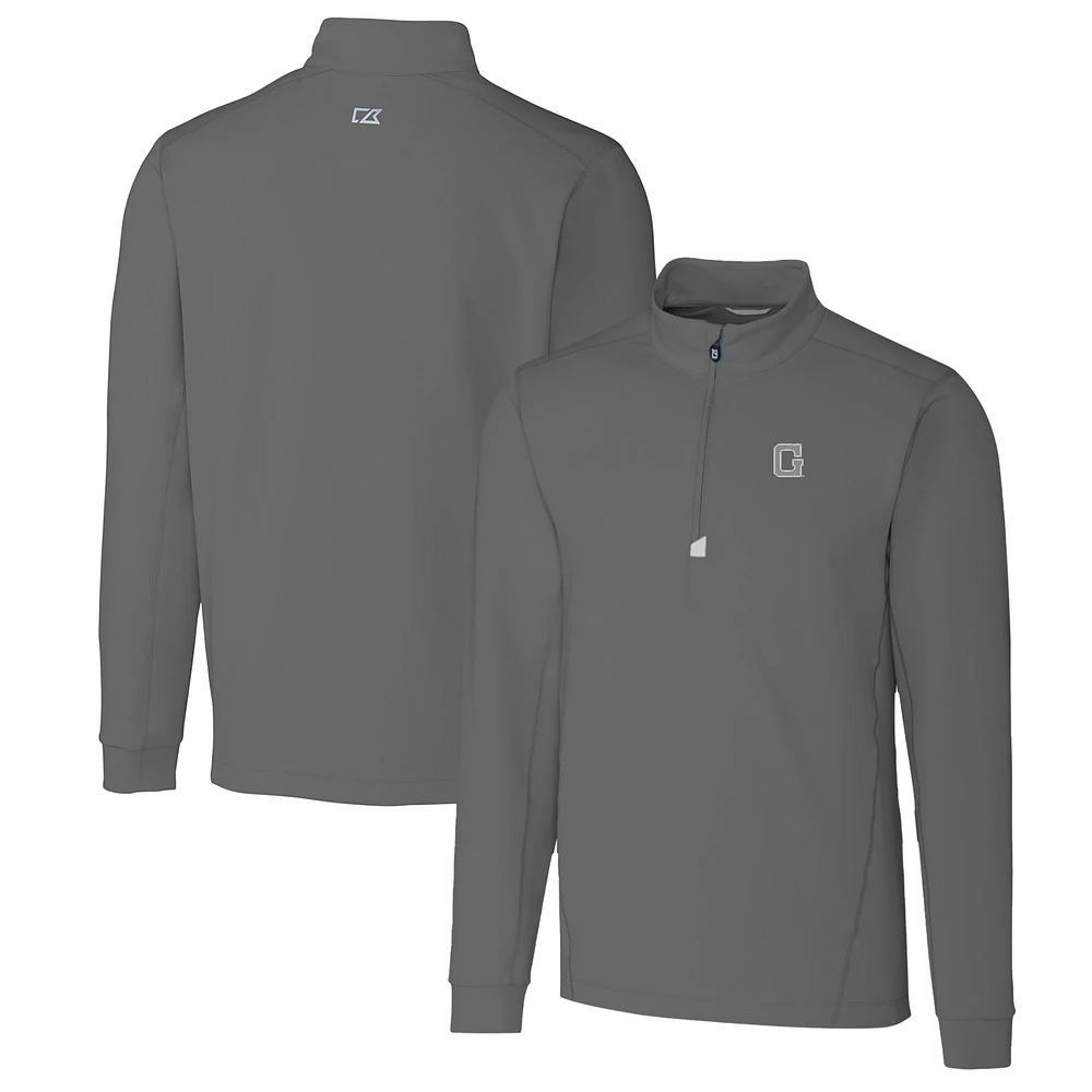 Men's Cutter & Buck Steel Georgetown Hoyas Traverse Stretch Quarter Zip-Pullover Top