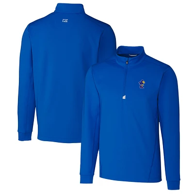 Men's Cutter & Buck Royal Kansas Jayhawks Traverse Stretch Quarter Zip-Pullover Top