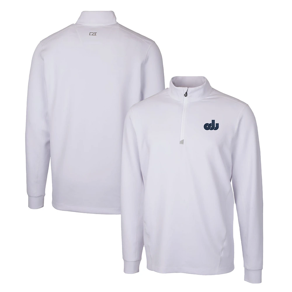 Men's Cutter & Buck White Old Dominion Monarchs Traverse Stretch Quarter Zip-Pullover Top