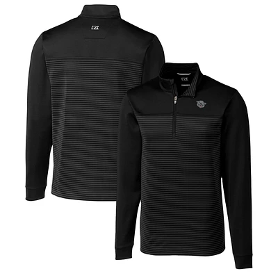 Men's Cutter & Buck Black Cincinnati Bearcats Traverse Stripe Quarter-Zip Pullover Top