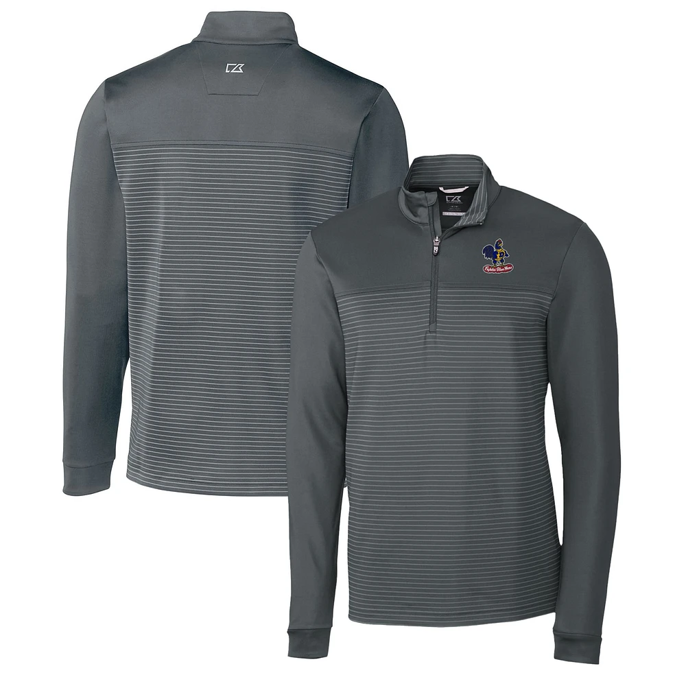 Men's Cutter & Buck Steel Delaware Fightin' Blue Hens Traverse Stripe Quarter-Zip Pullover Top