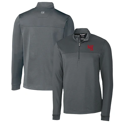 Men's Cutter & Buck Steel Western Kentucky Hilltoppers Traverse Stripe Quarter-Zip Pullover Top