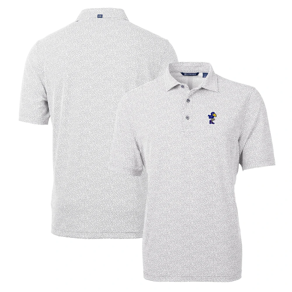 Men's Cutter & Buck Gray Kansas Jayhawks Virtue Eco Pique Botanical Recycled Polo