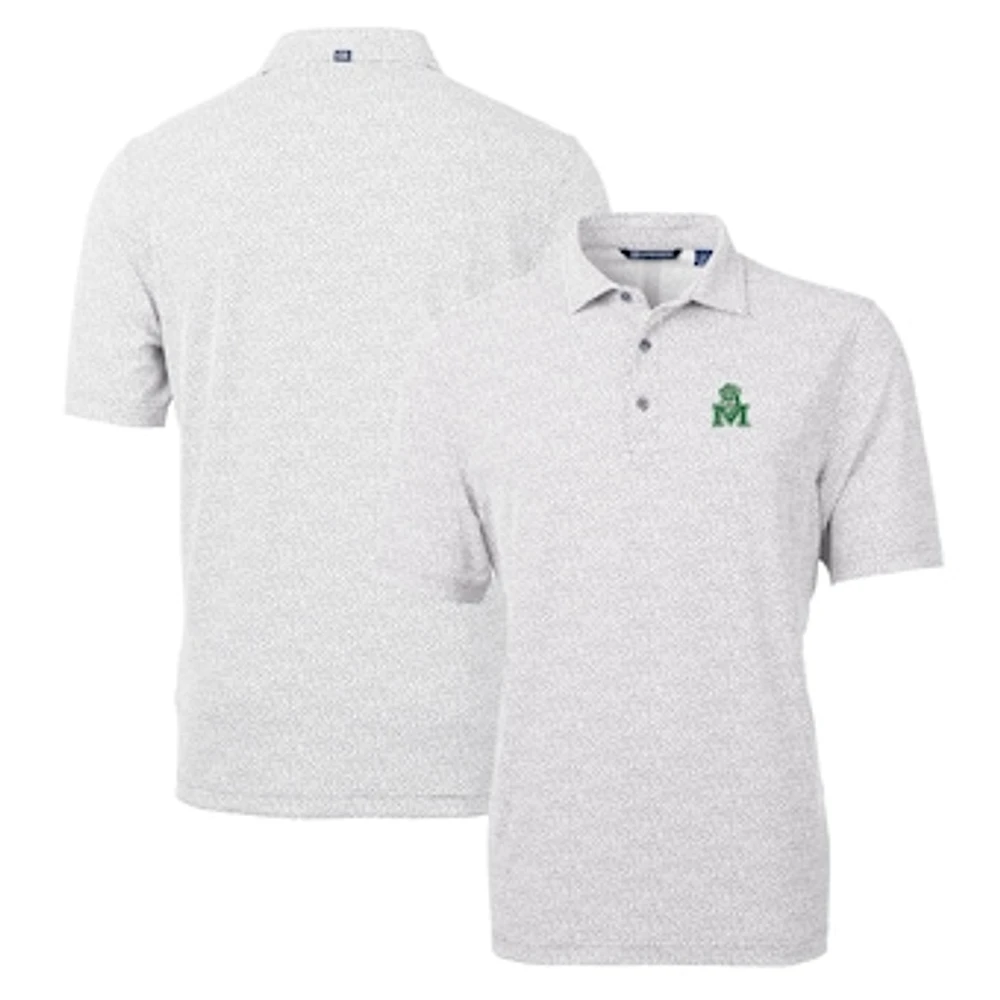 Men's Cutter & Buck Gray Marshall Thundering Herd Virtue Eco Pique Botanical Recycled Polo