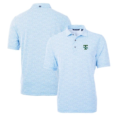 Men's Cutter & Buck Light Blue Tulane Green Wave Virtue Eco Pique Botanical Recycled Polo