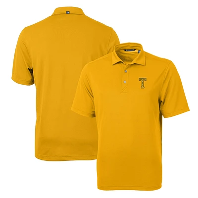 Men's Cutter & Buck Gold Georgia Tech Yellow Jackets Team Logo Virtue Eco Pique Recycled Polo