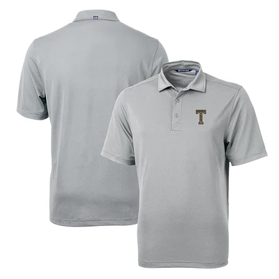 Men's Cutter & Buck Gray Georgia Tech Yellow Jackets Team Logo Virtue Eco Pique Recycled Polo