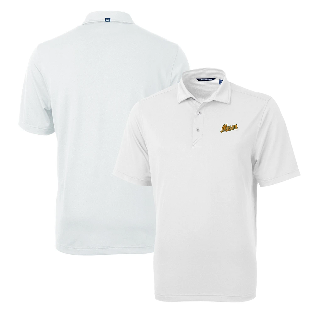 Men's Cutter & Buck White George Mason Patriots Team Logo Virtue Eco Pique Recycled Polo