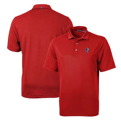 Men's Cutter & Buck Red Kansas Jayhawks Team Logo Virtue Eco Pique Recycled Polo