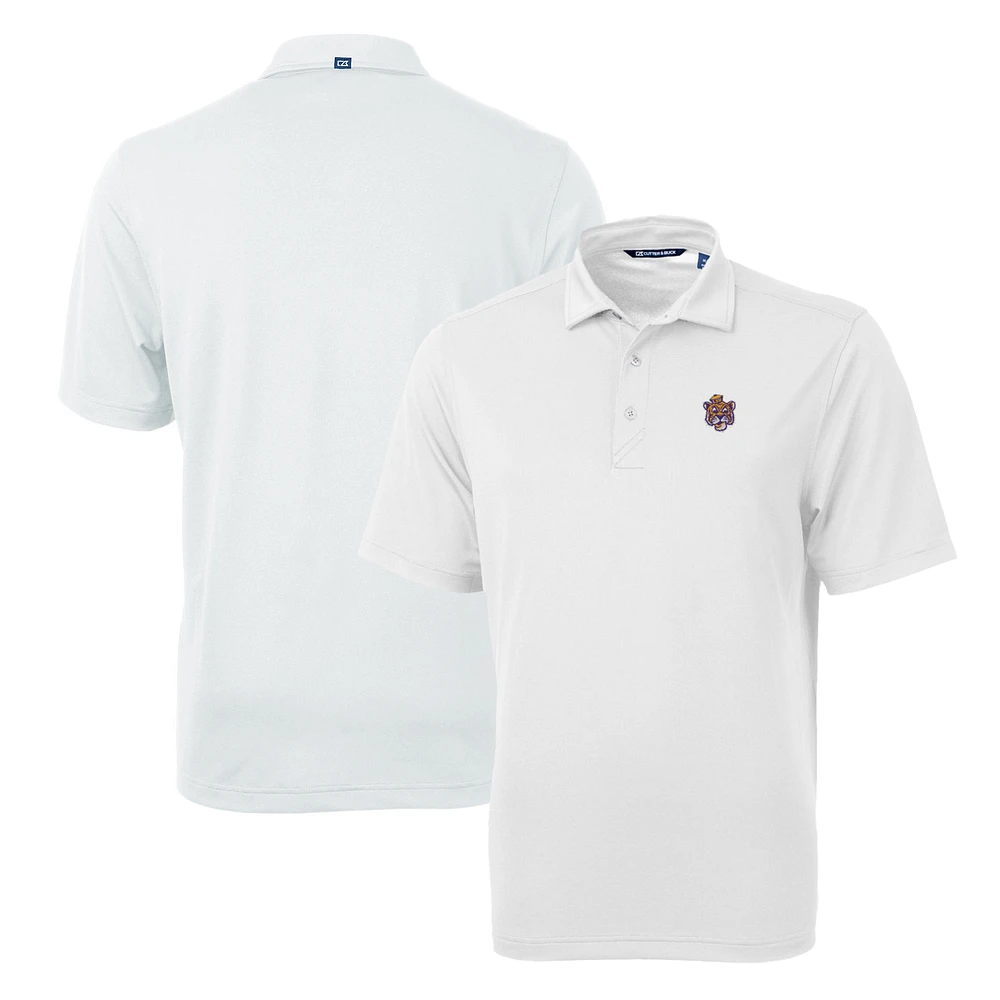 Men's Cutter & Buck White LSU Tigers Team Logo Virtue Eco Pique Recycled Polo