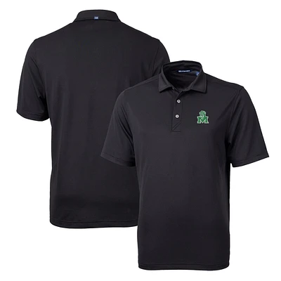 Men's Cutter & Buck Black Marshall Thundering Herd Team Logo Virtue Eco Pique Recycled Polo