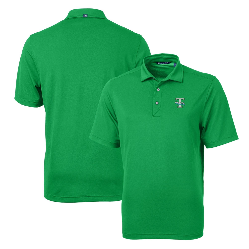 Men's Cutter & Buck Kelly Green Tulane Wave Team Logo Virtue Eco Pique Recycled Polo