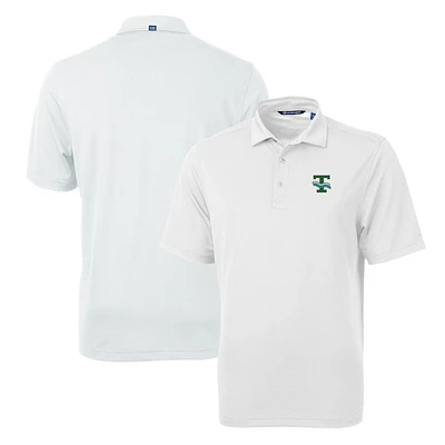 Men's Cutter & Buck White Tulane Green Wave Team Logo Virtue Eco Pique Recycled Polo
