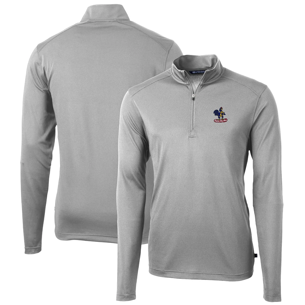 Men's Cutter & Buck Delaware Fightin' Blue Hens Virtue Eco Pique Recycled Quarter-Zip Pullover Top