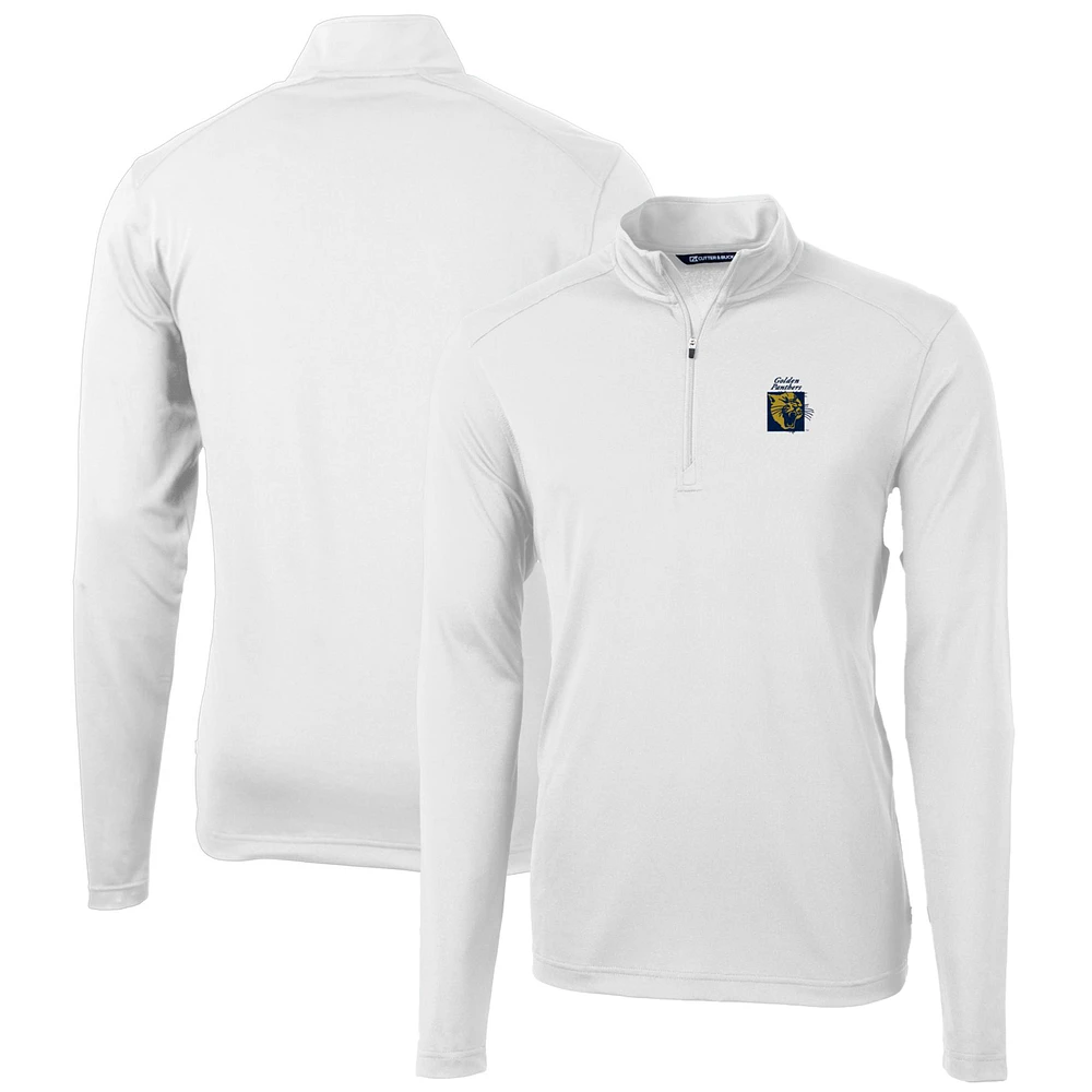 Men's Cutter & Buck FIU Panthers Virtue Eco Pique Recycled Quarter-Zip Pullover Top