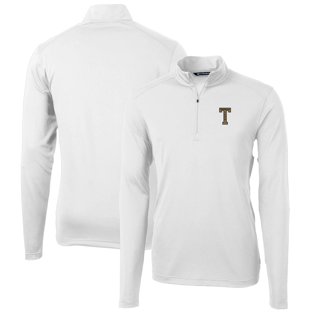 Men's Cutter & Buck Georgia Tech Yellow Jackets Virtue Eco Pique Recycled Quarter-Zip Pullover Top